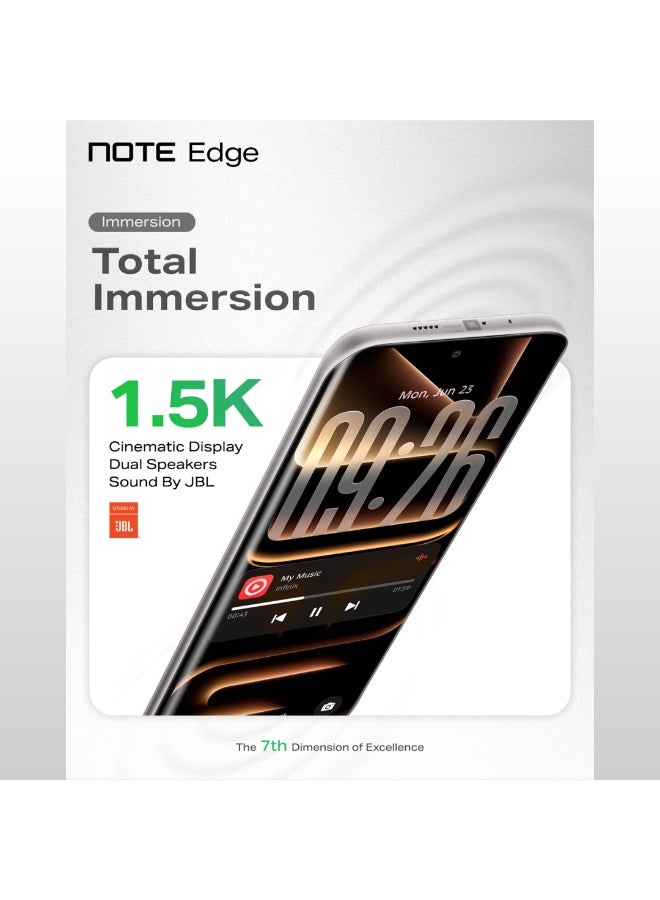 إنفينيكس هاتف Infinix Note Edge 5G المنحني مع سماعات الأذن | 16 جيجابايت رام (8+8) + 256 جيجابايت | بطارية 6500 مللي أمبير + شحن سريع 45 واط | شاشة AMOLED منحنية 6.78 بوصة 1.5K 120 هرتز | معالج MediaTek Dimensity 7100 | كاميرا 50 ميجابكسل | أندرويد 16 | IP65 | شريحتين - تيتانيوم قمري - Image 2