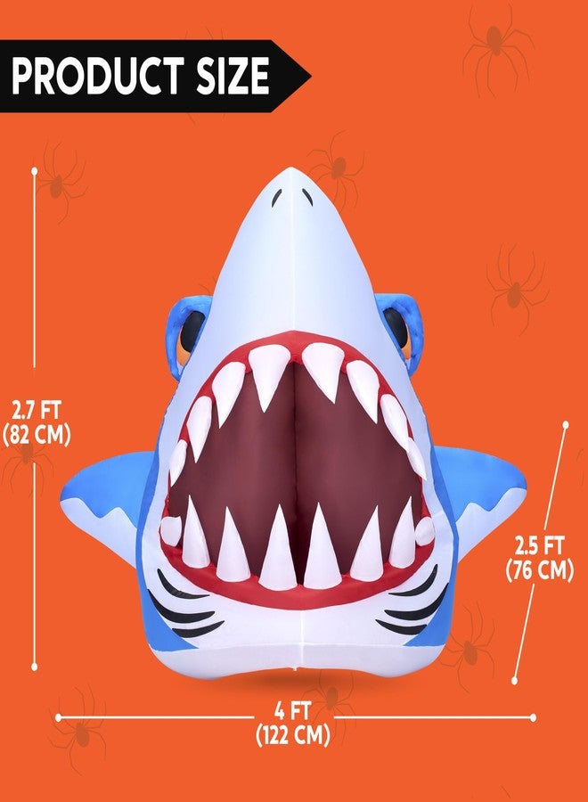 Joiedomi Halloween Inflatables Outdoor Decor, Trunk Or Treat Decoration, Halloween Blow Ups Decorations Shark with Built-in LEDs for Car Yard Decor - Image 4
