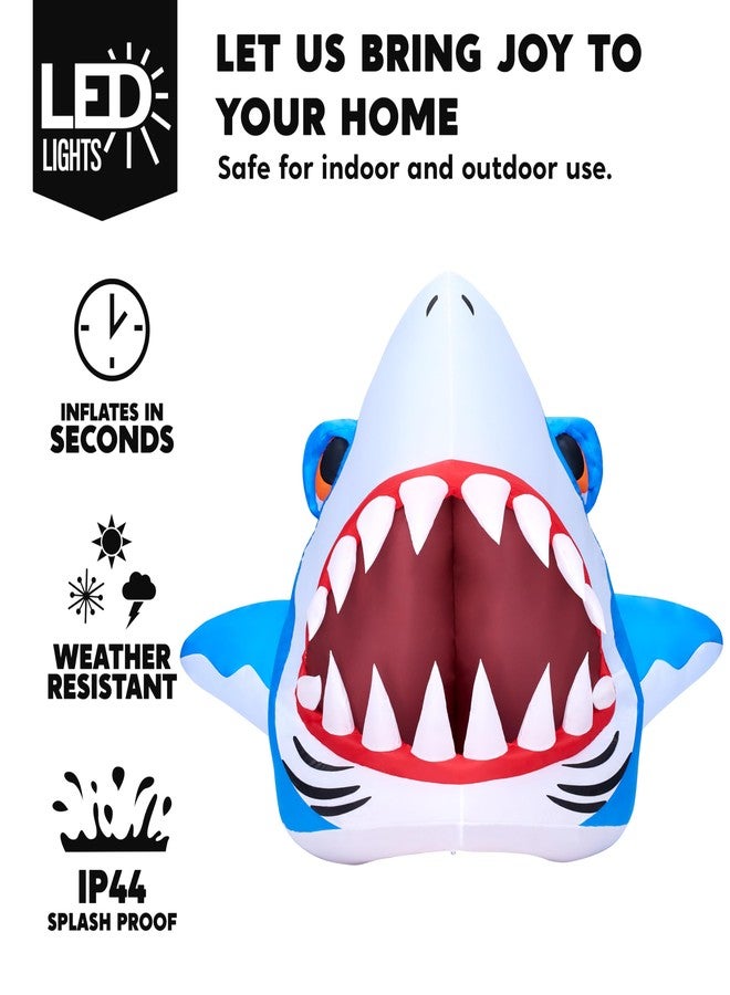 Joiedomi Halloween Inflatables Outdoor Decor, Trunk Or Treat Decoration, Halloween Blow Ups Decorations Shark with Built-in LEDs for Car Yard Decor - Image 3