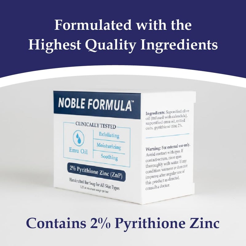 Noble Formula 2% Pyrithione Zinc (ZnP) Emu Oil Bar Soap, Especially Formulated for Acne, Psoriasis, and Eczema, Safe for Daily Use and All Skin Types, 3.25 oz - Image 3