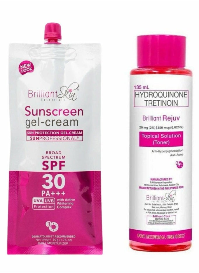 Brilliant Skin Rejuv Topical Solution Toner 135 Ml + Sunscreen Gel Cream Broad Spectrum SPF 30 PA +++ 