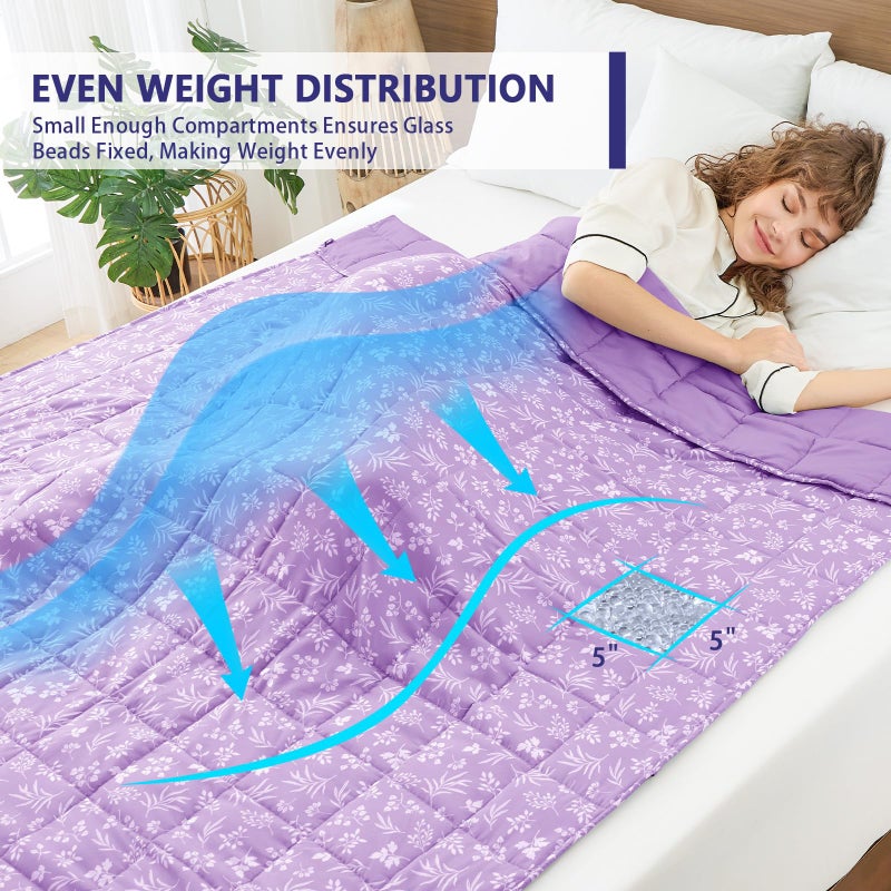 yescool King Size Weighted Blanket for Adults (20 lbs, 80â€ x 87â€, Mauve) Cooling Heavy Blanket for Sleeping Perfect for 190-210 lbs, Breathable Blanket for Adults & Couple All Season - Image 2