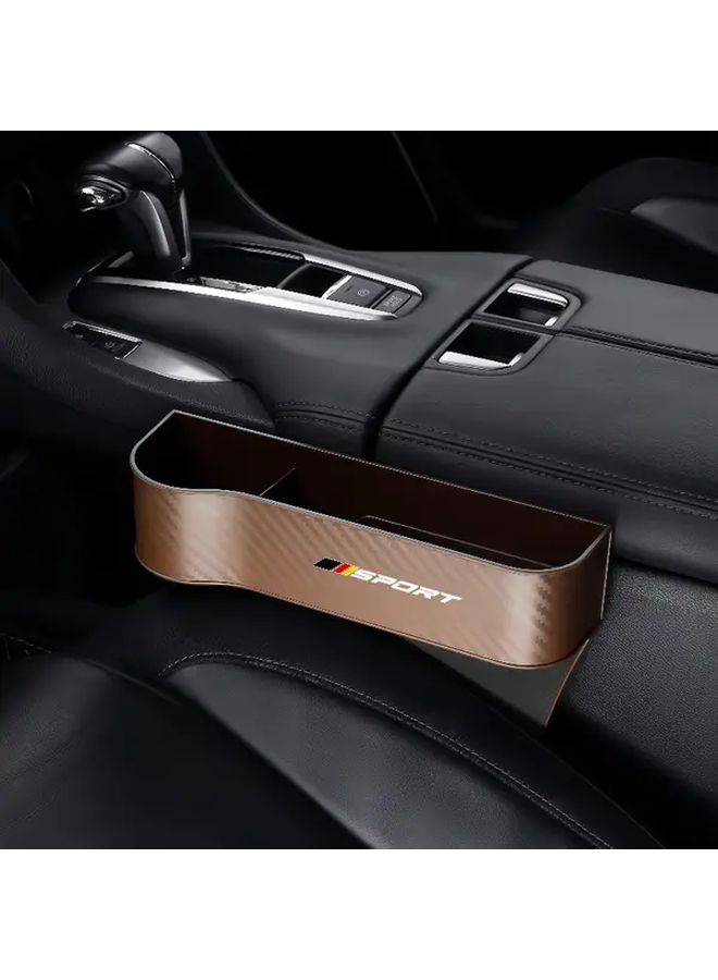 Car Seat Gap Organizer With Phone Holder Brown 1 Pair Durable Plastic Storage Box Multi Compartment - Image 1