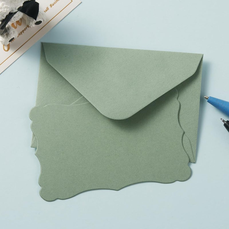 Toperd 100 Pack Mini Envelopes with Colorful Blank Note Cards Small Self-Adhesive Envelopes Small Business Card Envelopes(4 x 2.7 Inches, Sage-Green) - Image 4