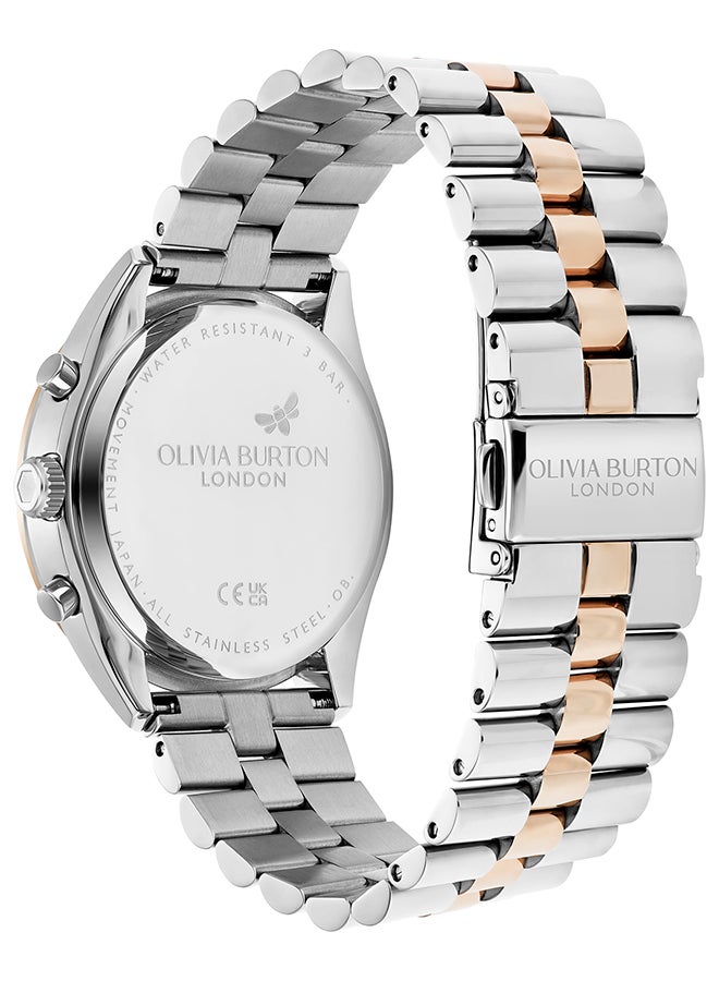 OLIVIA BURTON ساعة نسائية مستديرة متعددة الوظائف بحافظة من الفولاذ المقاوم للصدأ - Image 5