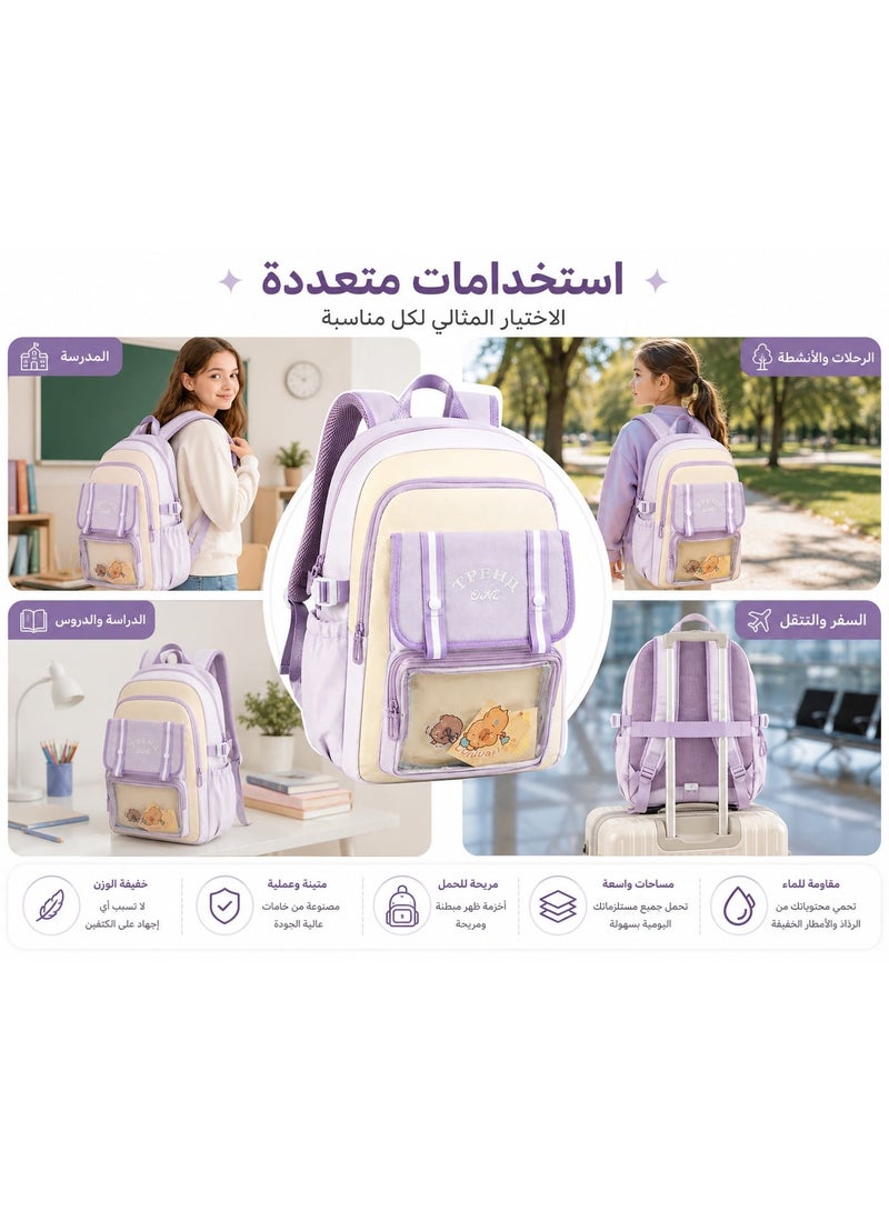 حقيبة ظهر مدرسية عصرية وعملية - سعة كبيرة وتصميم مريح، مثالية للمدرسة، السفر، والاستخدام اليومي - Image 1