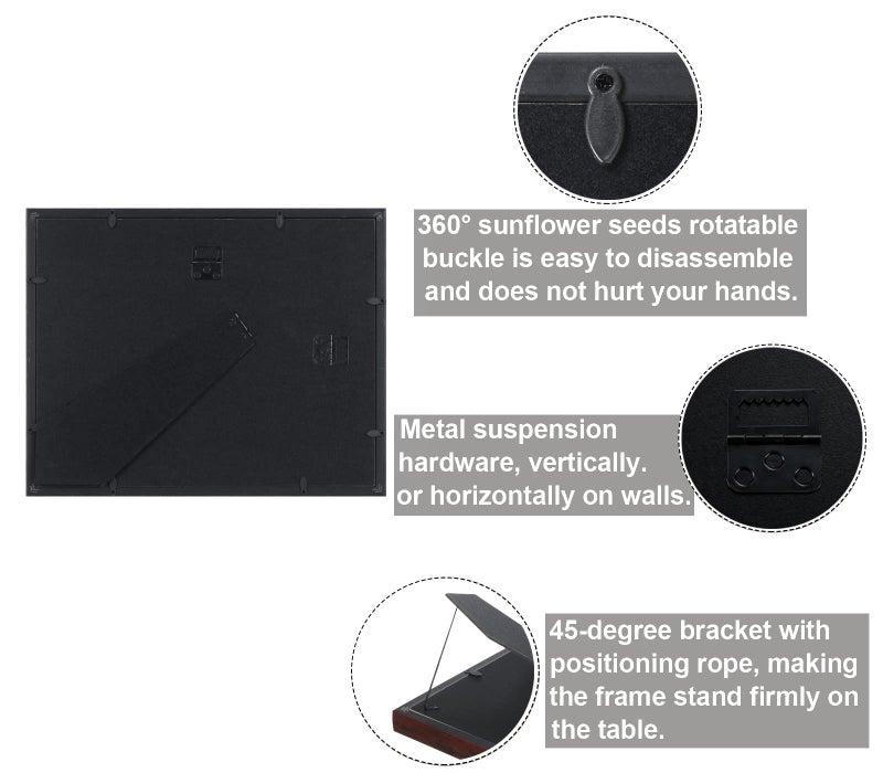 CORE ART 11x14 Diploma Frame Display Certificates 8.5 x 11 with Mat or 11 x 14 without Mat, College Degree Frame with Real Glass, Wall and Tabletop Display(Brown, 2 Pack) - Image 5