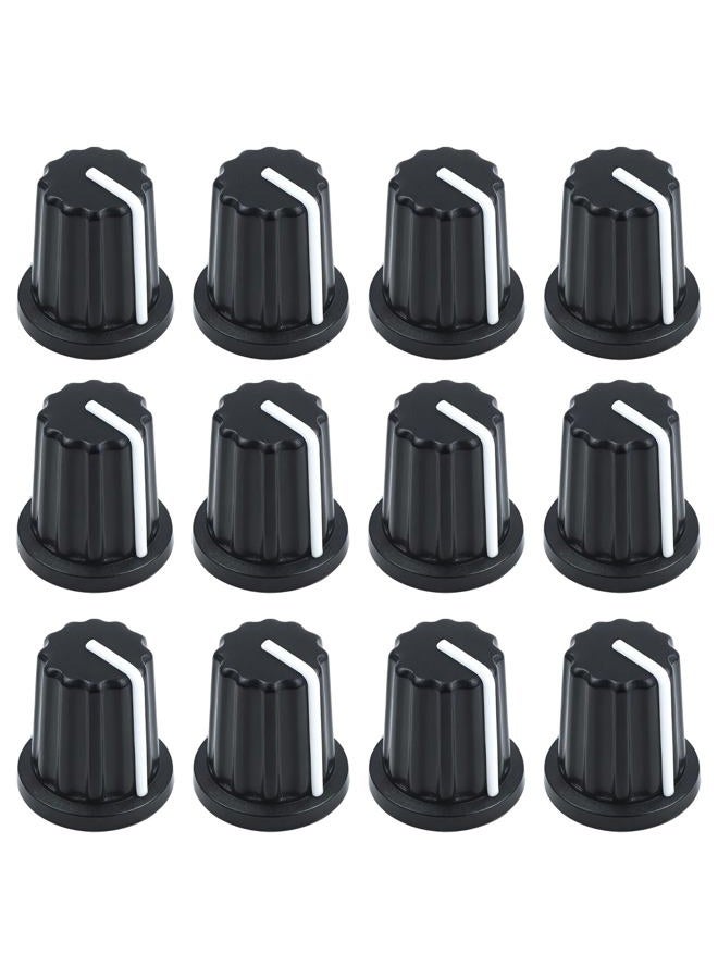 Pretwad 12 Pcs 6mm D Type Potentiometer Control Knobs - Black Plastic Rotary Knobs for Potentiometers & Encoders, Plastic Volume Audio Mixer Bass Tone Rotary Knob, DJ Controller Console Control Knob - Image 1
