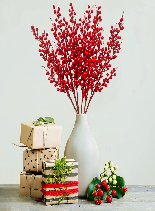 Baaxxango 25 Inches Artificial Red Berry Stems,Holly Christmas Berries,Burgundy Berry Floral Christmas Tree Decoration for Festival,Holiday Crafts,Home Decor(7 Pack) - Image 4