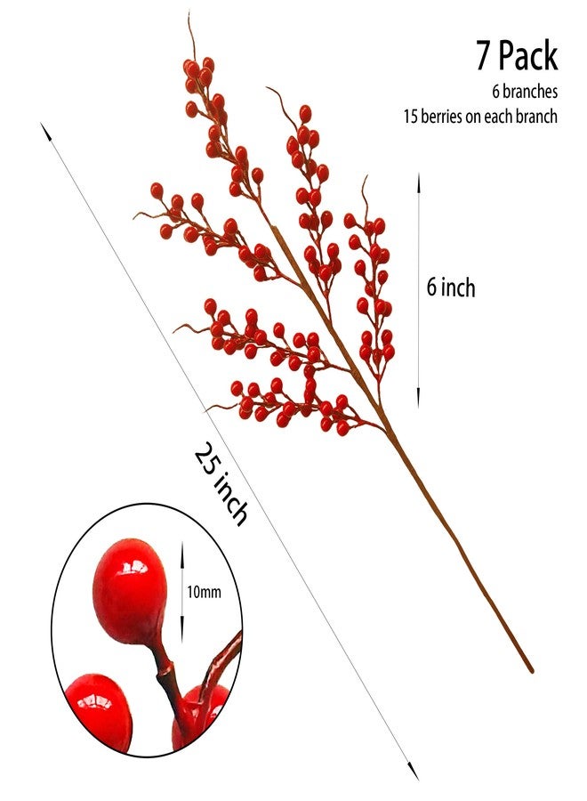 Baaxxango 25 Inches Artificial Red Berry Stems,Holly Christmas Berries,Burgundy Berry Floral Christmas Tree Decoration for Festival,Holiday Crafts,Home Decor(7 Pack) - Image 2