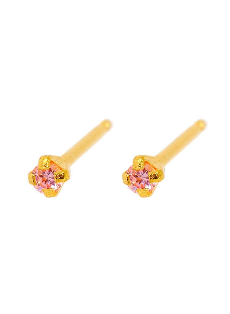 Caflon Fashion Sense Gold Plated Pink Cubic Zirconia Earring |2 Mm