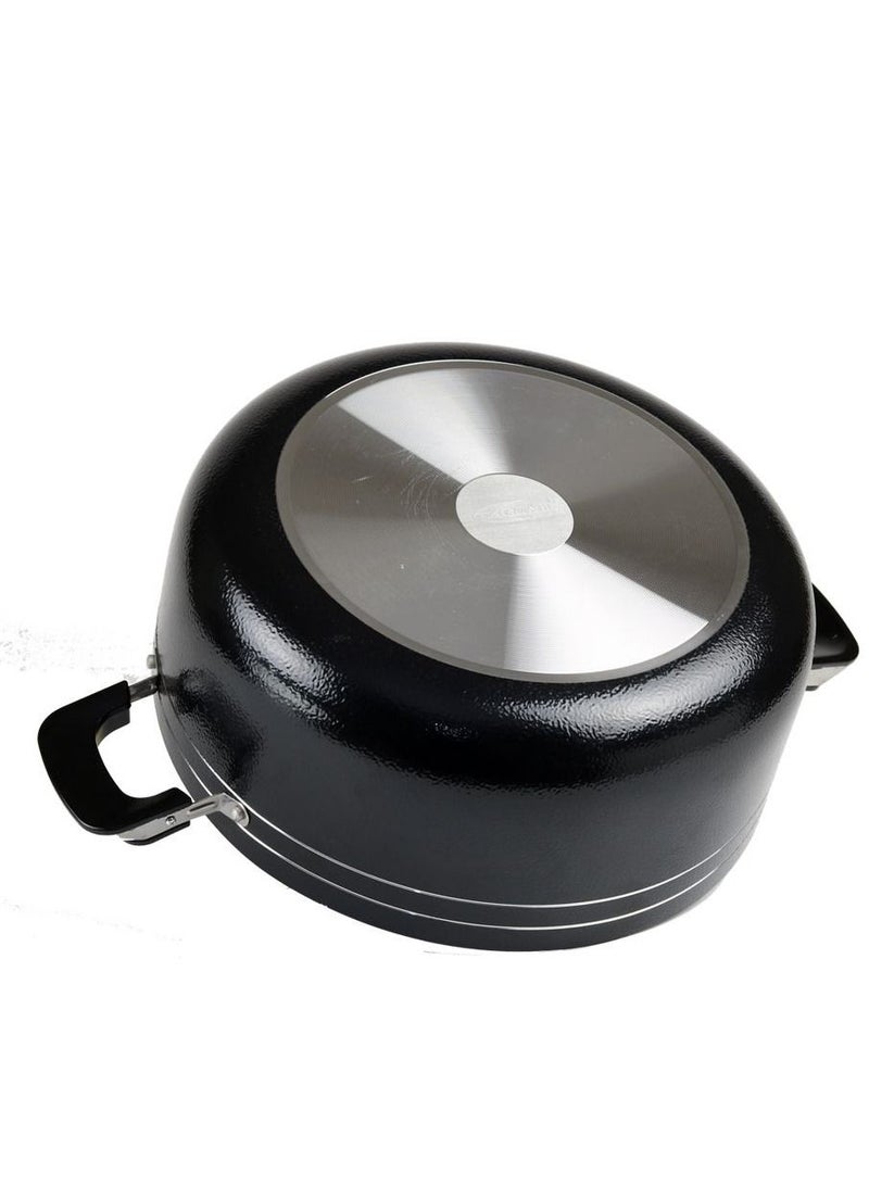 KAWASHI Aluminium Dutch Oven Cooking  With Glass Lid Black/Sliver 26CM  - Image 2
