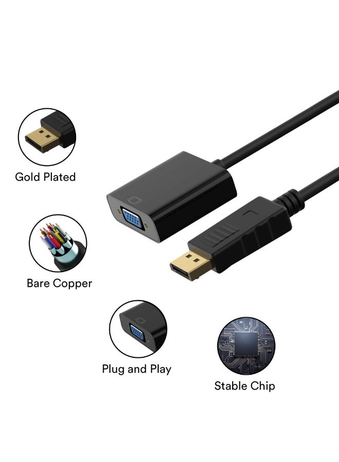 Chabeia Adapter, DisplayPort (DP) to VGA Male to Female Converter (Black) - Image 3