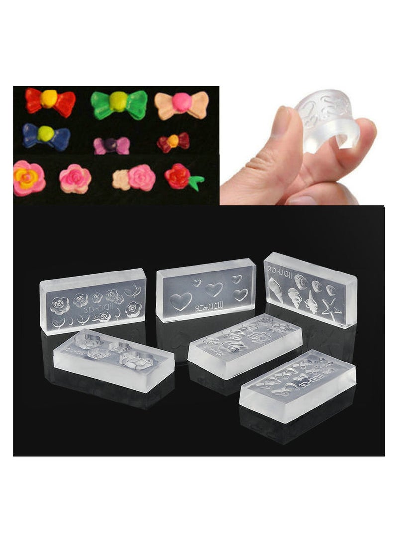 brunson Nail Carving Mold, Nail Art Templates 3D Silicone Nail Art Decoration Mold, Uv Nail Art Template Bear Pattern Decals Nail Diy Tools, Professional Natural And Artificial Nails Tools - Image 3