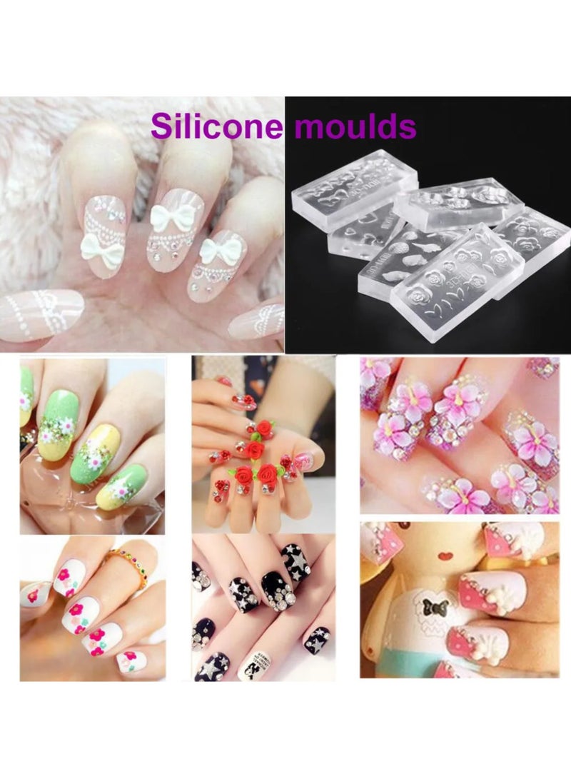 brunson Nail Carving Mold, Nail Art Templates 3D Silicone Nail Art Decoration Mold, Uv Nail Art Template Bear Pattern Decals Nail Diy Tools, Professional Natural And Artificial Nails Tools - Image 2