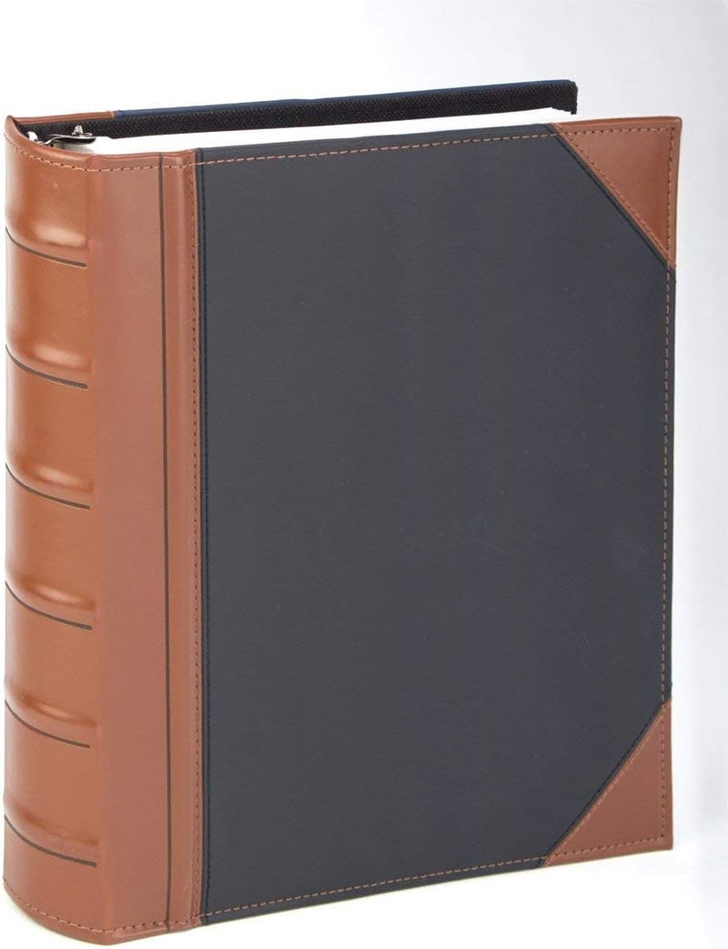 Kleer-Vu Executive Binder, English Leather 2 Tone with Stitching and Ribbed Spine, Heavy Duty 3 D-Ring with Boosters, Black (1" inch, 1PK) - Image 1