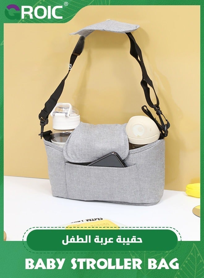 GROIC Small Diaper Bag Stroller Organizer Caddy for Diapers with Insulated Pocket, Straps and Adjustable Shoulder Strap,Universal Fit Most Strollers - Image 4