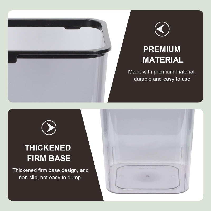 Square Plastic Trash Can 15 Liter Gray Wastebasket for Bathroom Bedroom Office - Image 4
