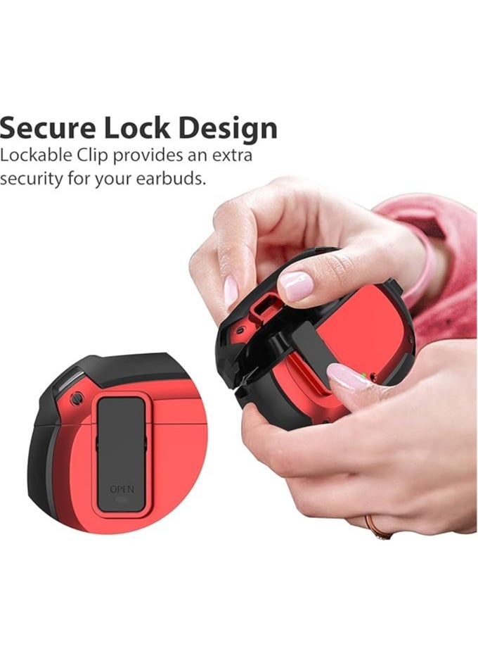 Generic - Compatible With Cover Beats Studio Buds 2021/Buds+ Case 2023, [Secure Lock] Cool Beats Studio Buds Plus Protective Cover with KeychainNew Beats Studio Ear Buds Case (Black/Red) - Image 1