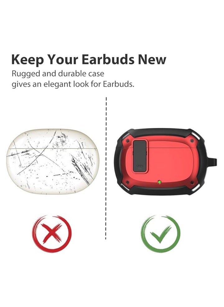 Generic - Compatible With Cover Beats Studio Buds 2021/Buds+ Case 2023, [Secure Lock] Cool Beats Studio Buds Plus Protective Cover with KeychainNew Beats Studio Ear Buds Case (Black/Red) - Image 1