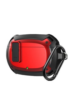 Compatible With Cover Beats Studio Buds 2021/Buds+ Case 2023, [Secure Lock] Cool Beats Studio Buds Plus Protective Cover with KeychainNew Beats Studio Ear Buds Case (Black/Red)