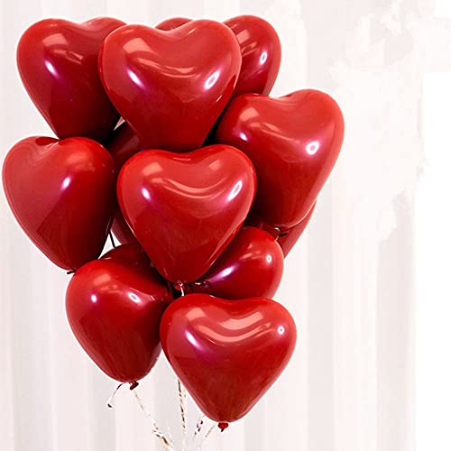atorakushon Latex Heart shaped Red Color Super Quality Rubber Balloons 10" Christmas Xmas Balloons Best For Theme Party Decoration Valentine Birthday Wedding Anniversary Office Party Pack of 51 - Image 1