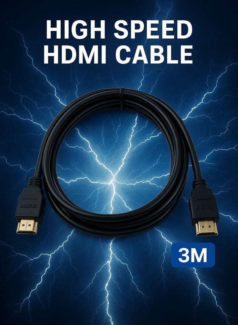 FUJISHKA PS4 HDMI Cable 3M – High Speed 4K Ultra HD Gaming HDMI Cord, Gold-Plated Connectors, Compatible with PS4, PS5, Xbox, Nintendo Switch, TV & Projector – Black - Image 2