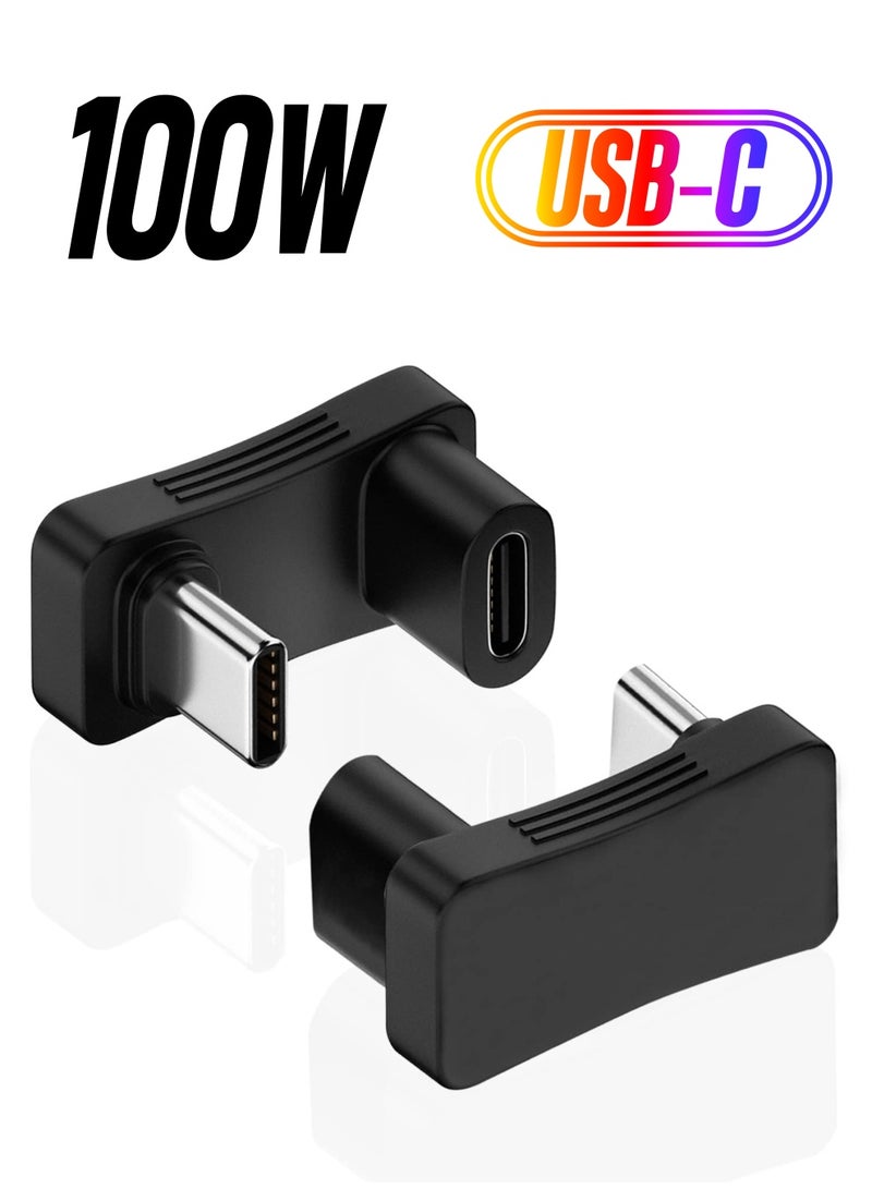 KASTWAVE 2 Pcs 180 Degree Angle USB C Adapter , 180° U Shape USB-C Male to USB-C Female 10Gbps PD 100W Adapter Compatible with Steam Deck, Switch, Laptop, Tablet, Phone - Image 1