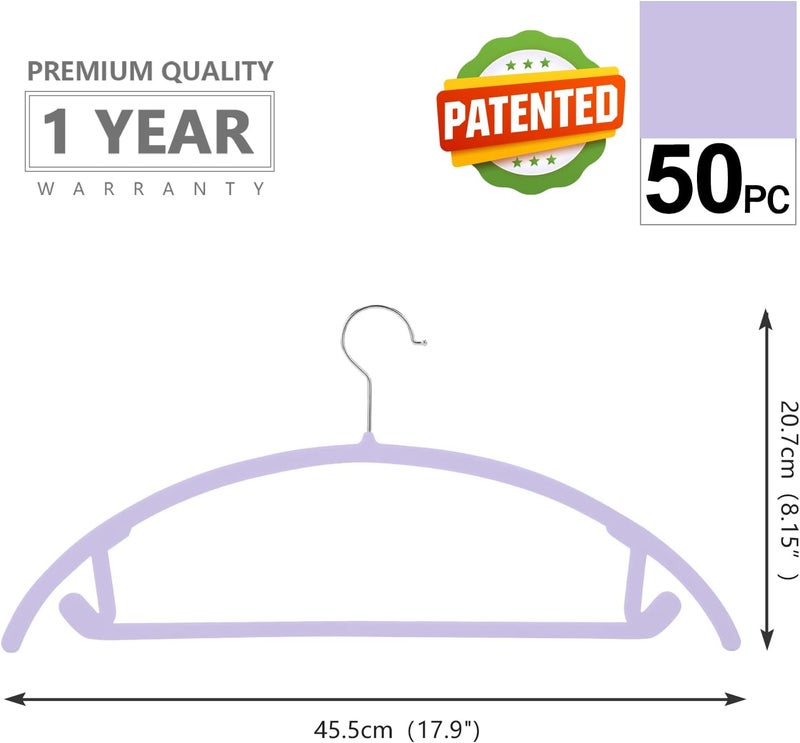 MIZGI Premium Velvet Hangers (Pack of 50) Heavyduty- Non Slip No Shoulder Bump Suit Hangers - Chrome Hooks,Space Saving Clothes Hangers,Rounded Hangers for Coat,Sweater,Jackets,Pants - Image 2