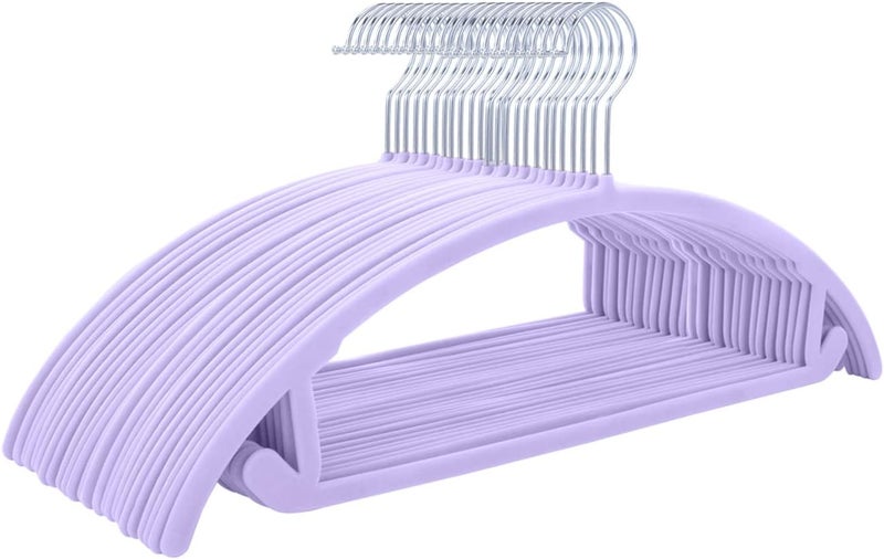 MIZGI Premium Velvet Hangers (Pack of 50) Heavyduty- Non Slip No Shoulder Bump Suit Hangers - Chrome Hooks,Space Saving Clothes Hangers,Rounded Hangers for Coat,Sweater,Jackets,Pants - Image 1