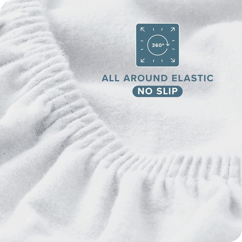 Bare Home Bare Home Flannel Fitted Bottom Sheet 100% Cotton  Velvety Soft Heavyweight - Double Brushed Flannel - Deep Pocket (Queen  White)  - Image 5