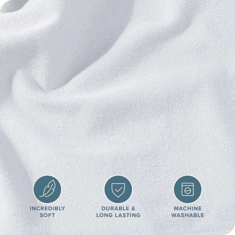 Bare Home Bare Home Flannel Fitted Bottom Sheet 100% Cotton  Velvety Soft Heavyweight - Double Brushed Flannel - Deep Pocket (Queen  White)  - Image 3