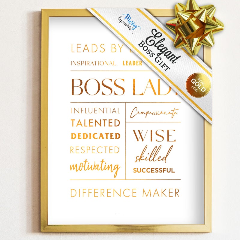 Boss Lady Gift in Gold  Desk and Wall Art  Appreciation or Retirement Gift Gift for a Women or Friend Office Dcor