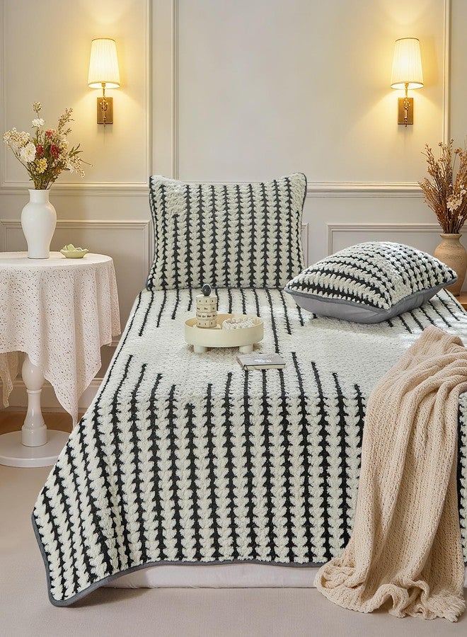 Tititada 3 Pieces Luxury Velvet Boho Quilt Sets Queen Size, Lightweight Decorative Bohemian Bedspread Set for All Season, Soft Coverlet with 2 Shams, Beige - Image 1