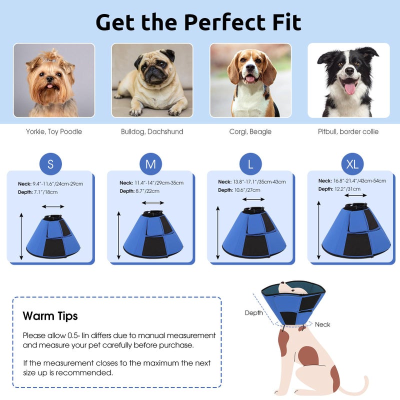 Queenmore Dog Cone XL, Soft Dog Cones for Large Dogs After Surgery, Cone for Dogs to Stop Licking, Elizabethan Collar for Pet, Alternative to Recovery Collar for Large Breeds, Blue XL - Image 4
