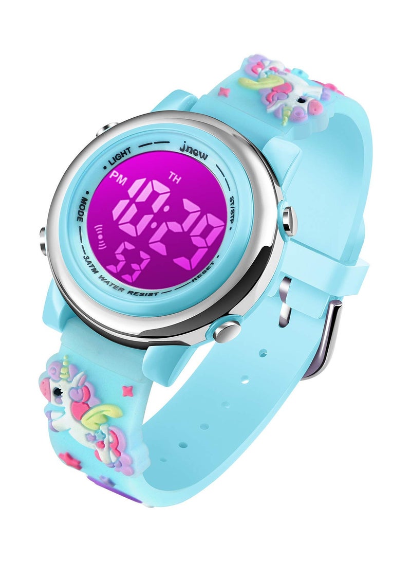 SYOSI Kids Digital Luminous Watches for Girls Boys 3D Cartoon 7 Color Lights Waterproof Sport Outdoor LED Electronic Wrist Watch with Alarm Stopwatch Wristwatch 3 to 12 Years Children - Image 1