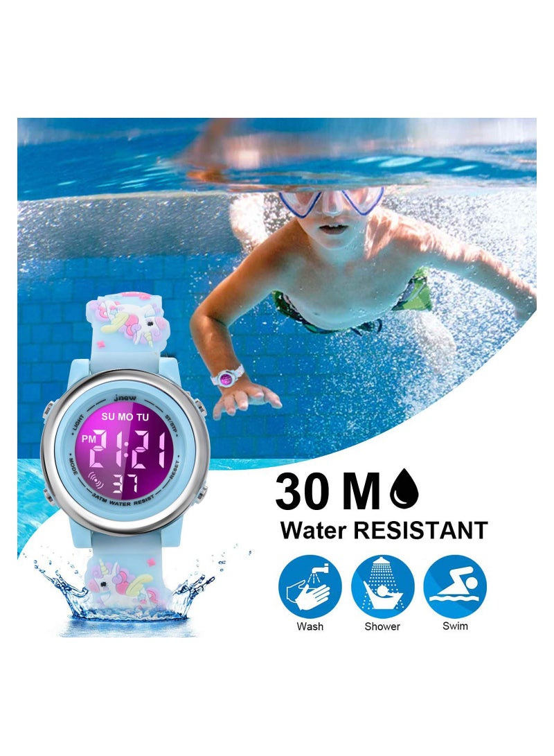 SYOSI Kids Digital Luminous Watches for Girls Boys 3D Cartoon 7 Color Lights Waterproof Sport Outdoor LED Electronic Wrist Watch with Alarm Stopwatch Wristwatch 3 to 12 Years Children - Image 3