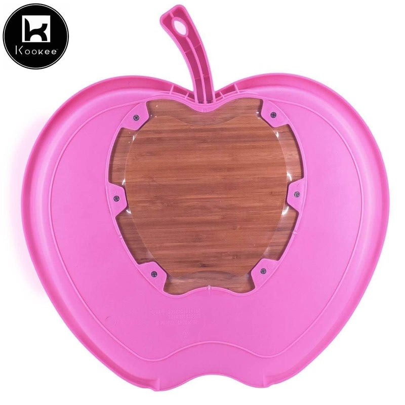 Niyanta Plastic Bamboo Cutting Board with Juice Groove Kitchen Chopping Slicing Board PadWooden ChoppingChopperCutting Board with Handle for Vegetables Fruits Meat Cheese Apple Shape - Image 4