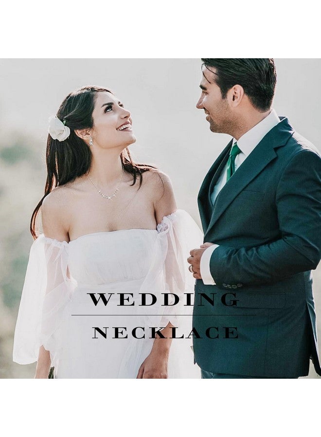 Jstyle Silver Bridal Jewelry Set Rhinestone Necklace Bracelet Dangle Earrings For Bride Bridesmaid Teardrop Pendant Crystal Wedding Prom Jewelry Accessories For Women 1 - Image 4