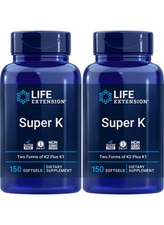 لايف إكستنشن Life Extension Super K، 150 كبسولة هلامية (عبوة من قطعتين) مع مكمل فيتامين K1 وK2  - Image 1