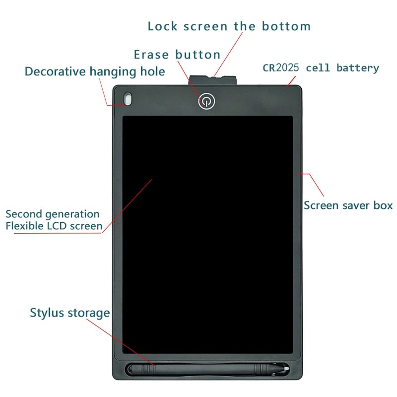 generic 12Inch LCD Writing Tablet 7.28x11.06in Pressure Sensitive Digital Black - Image 2