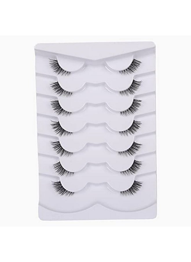 Gmagictobo False Eyelashes Natural Half Lashes Short Wispy Clear Band Lashes Pack Cat Eye 3D Faux Mink Lashes Fake Eyelashes 7 Pairs Multipack  - Image 1