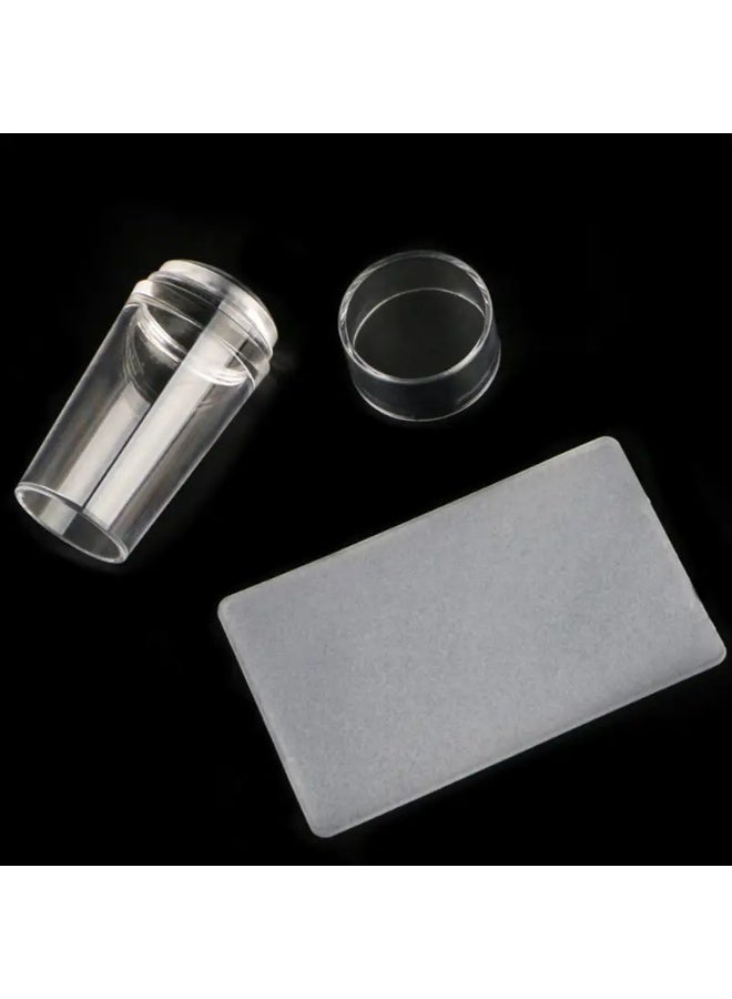 يوكانبي خاتم طباعة شفاف لفن الأظافر مع مكشطة – 2.8 سم من السيليكون لطرف فرنسي دقيق مع غطاء - Image 3