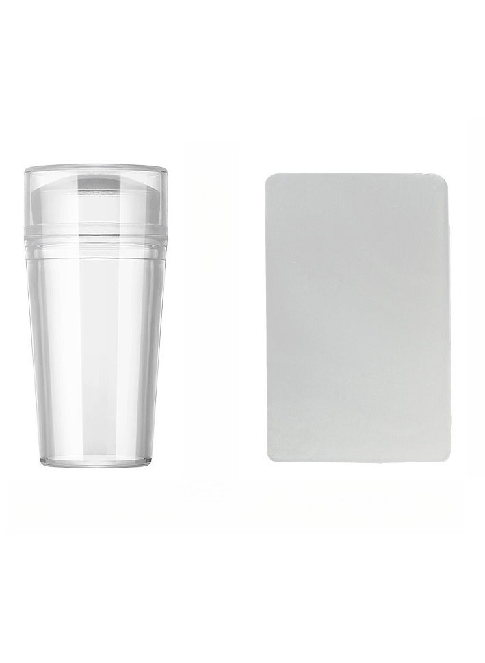 يوكانبي خاتم طباعة شفاف لفن الأظافر مع مكشطة – 2.8 سم من السيليكون لطرف فرنسي دقيق مع غطاء - Image 1