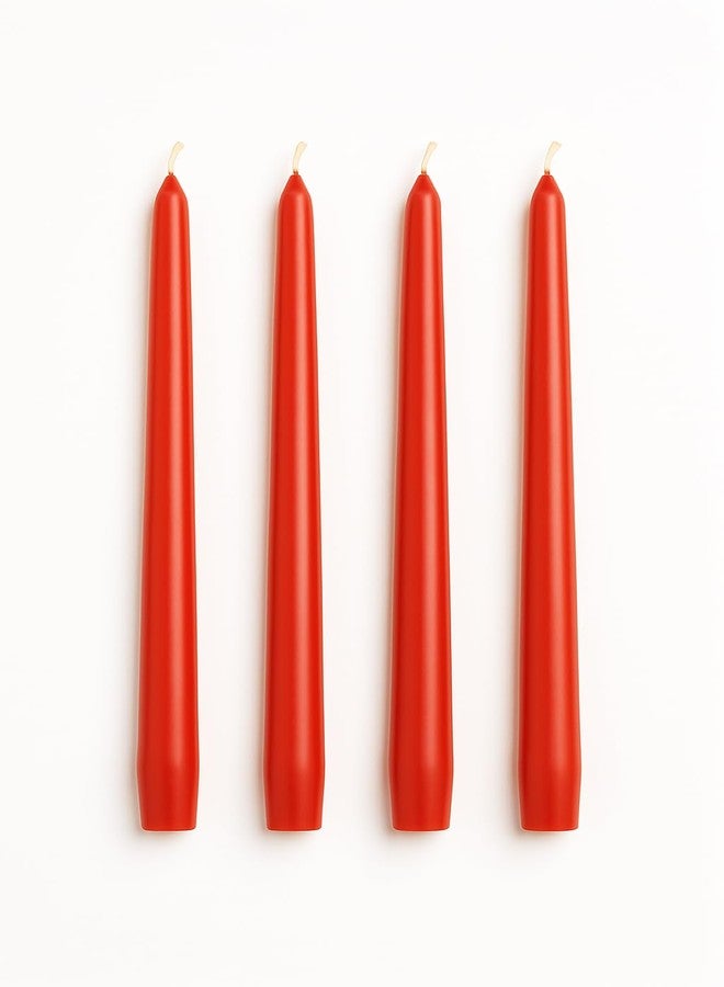 Dinil Red Taper Candles - 10 Inch Unscented Dripless Smokeless Candlesticks Set of 4 | Perfect for Fall, Halloween, Thanksgiving, Dinner, Wedding and Party Decoration - Image 1