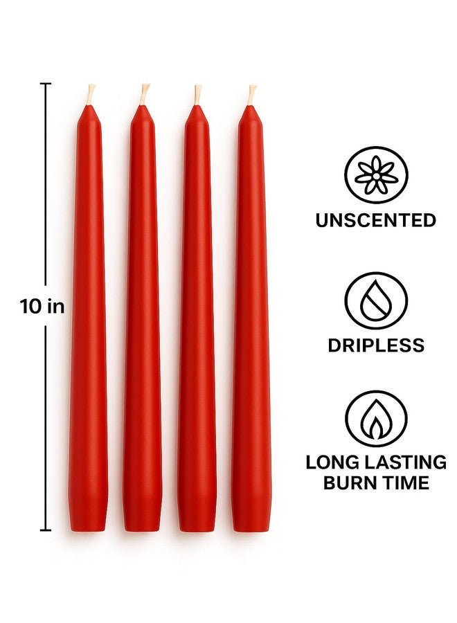 Dinil Red Taper Candles - 10 Inch Unscented Dripless Smokeless Candlesticks Set of 4 | Perfect for Fall, Halloween, Thanksgiving, Dinner, Wedding and Party Decoration - Image 2