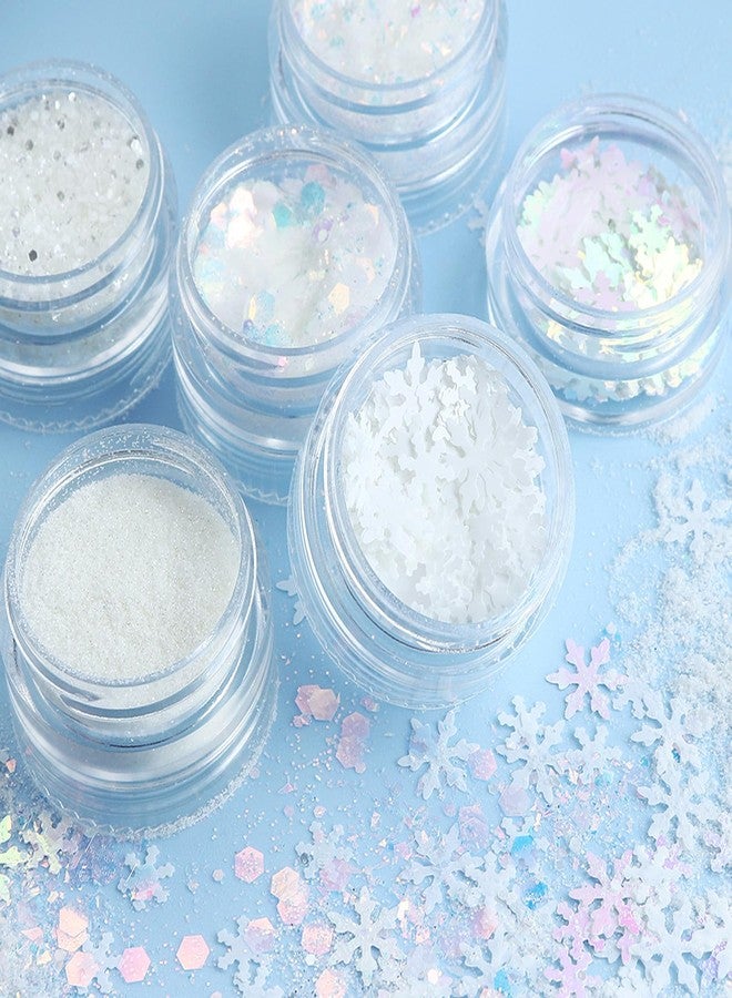 UCCASA White Christmas Nail Art Glitters Snowflake Nail Sequins 6 Jars, 3D Holographic Winter Nail Glitter Powder Flakes Nail Decals Christmas Nail Art Decorations Supplies for Women Girls Manicure - Image 5