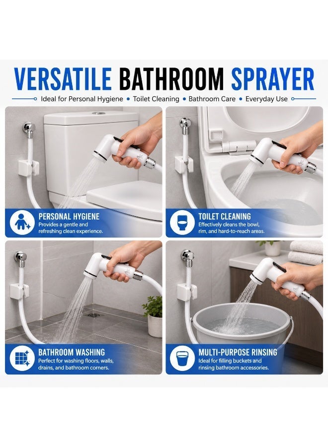 مجموعة صنبور صحة أكواتيكا من Bath Fittings، رذاذ بيديه مرحاض محمول مع غطاء نحاسي وآلية نحاسية، بخاخ شطاف أبيض للحمام، نظافة المرحاض وتنظيفه - Image 2