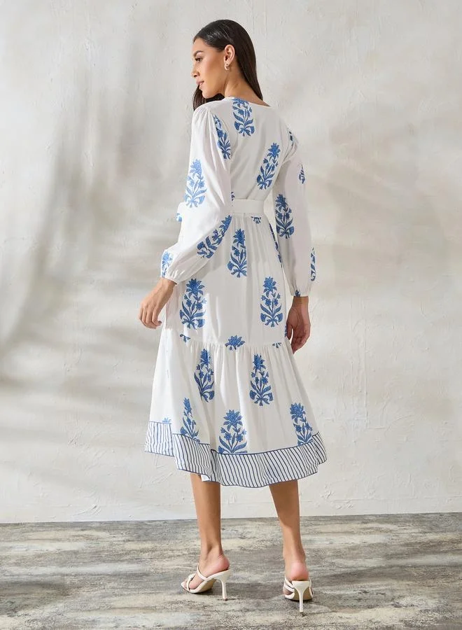 Styli Floral Print Midi Dress