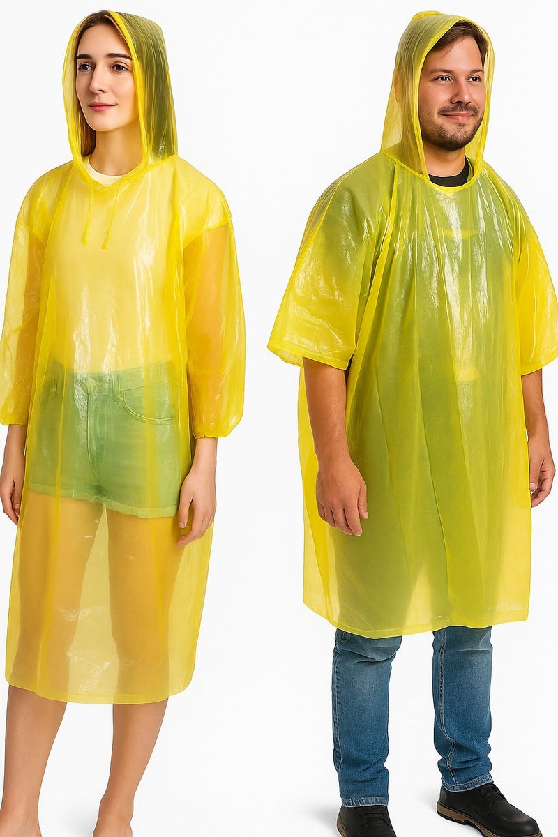 MEXZA Waterproof Unisex Raincoat | Hooded Full Sleeves Outdoor Poncho for Men, Women, Boys & Girls | Disposable Travel Rainsuit Barsaati Durable PVC Rainwear (IN, Alpha, Free Size, YELLOW) - Image 3